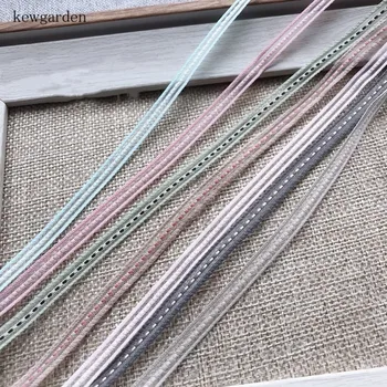 

Kewgarden 6mm 1/4" Dotted Line Organza Ribbons Handmade Bowknot Yarn Ribbon DIY Tape Riband Clothing Accessories 10m /lot