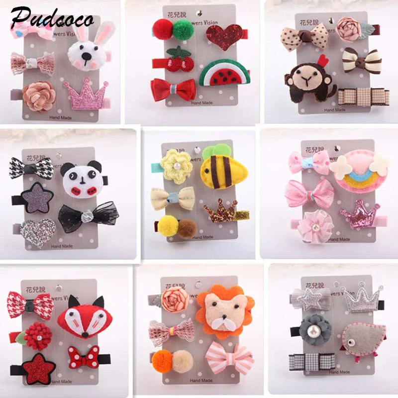 Pudcoco 5 шт. для малышей Симпатичные шпильки для маленьких девочек с героями мультфильмов, с животными мотивами комплект заколок для волос