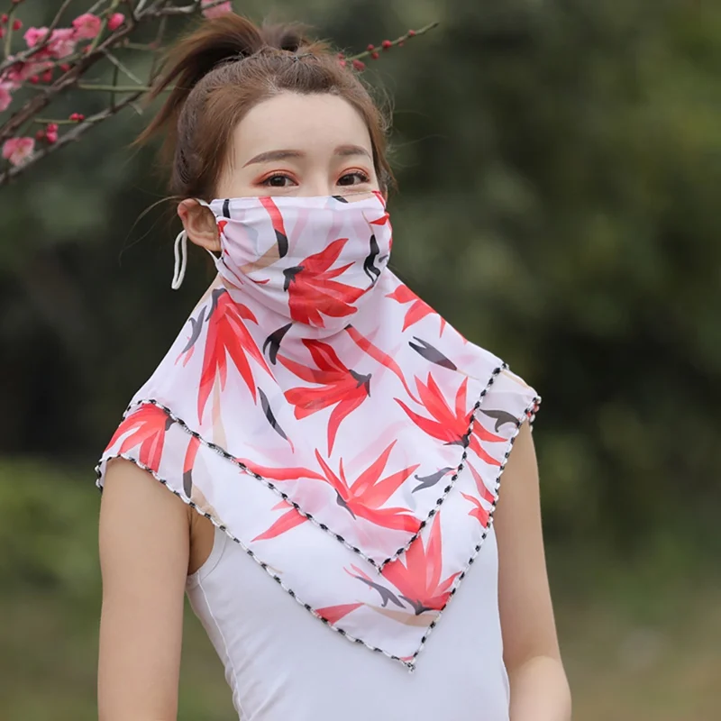 1 Pcs Sunscreen Veil Chiffon Masks UV Shawl Anti Haze Pollen Outdoor Travel Face Dust Thin Neck Protection Summer Female