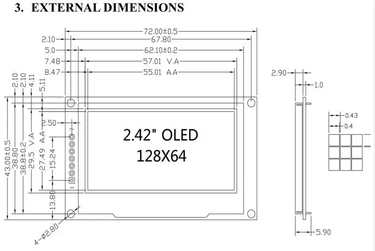 Новый Синий 2 42 дюйма 12864 OLED IIC I2C SPI дисплей модуль монитор экрана|Аксессуары для
