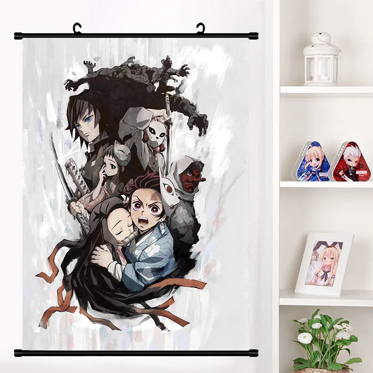 Японское аниме Demon Slayer: Kimetsu no Yaiba Kamado Tanjirou Kamado Nezuko настенный свиток плакат Настенные подвесные плакаты домашний декор