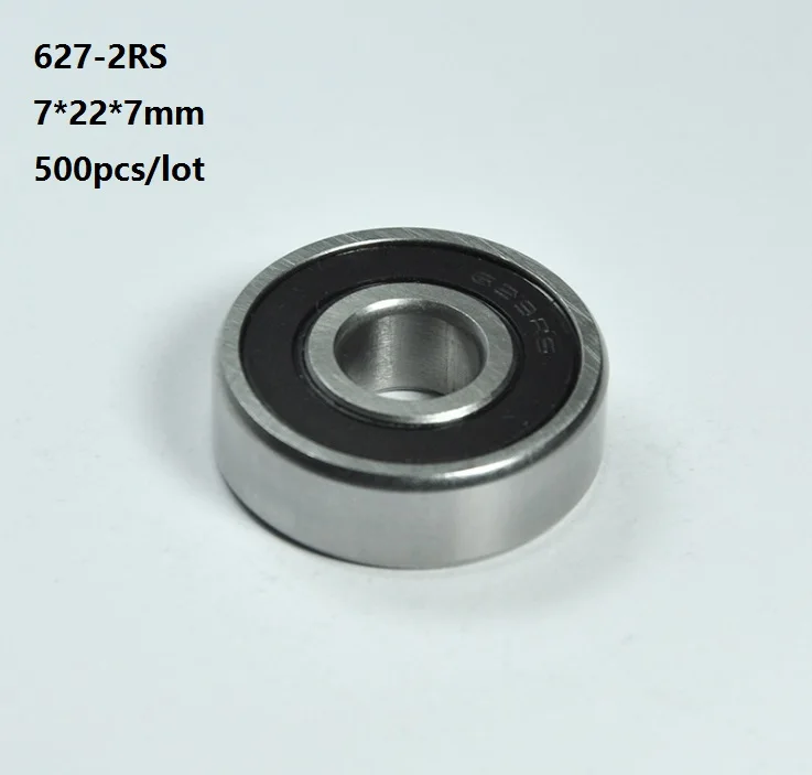 

500pcs/lot 7x22x7mm 627RS 627-2RS 627 RS 2RS Miniature mini ball bearings 7*22*7mm Double rubber cover Deep Groove Ball bearing