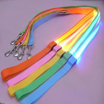 

Nylon LED Light Up Dog Leash Night Safety LED Flashing Glow In Dark Dog Collar Pet Supplies Cat Drawing Small Lead LED Dog Leash
