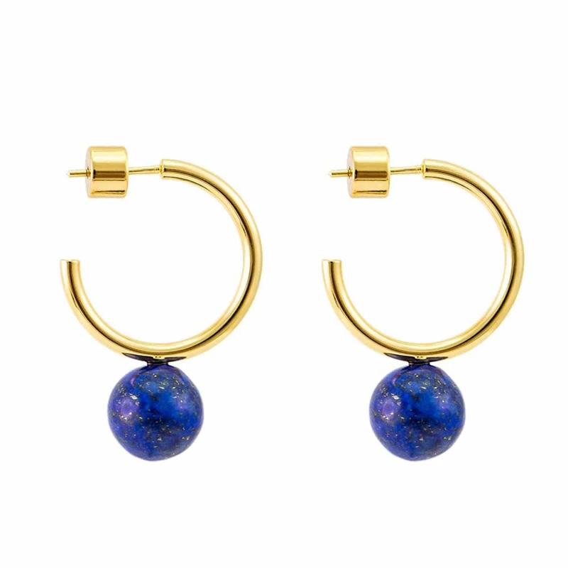 

Open Cuff Hoop Earrings Natural Pearl Hooped Stud Post Minimalist Earrings for Women(Small C Shape Gold)
