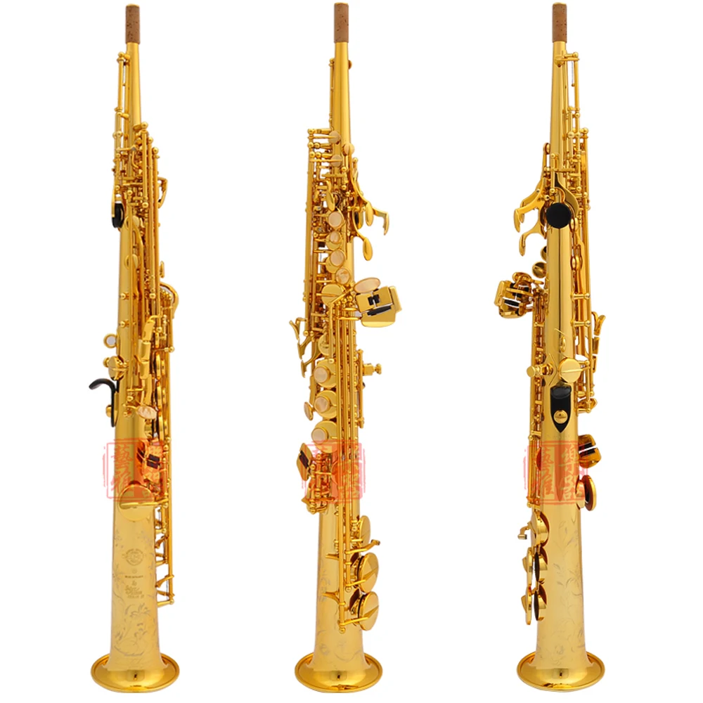 

France Brand Saxophone Soprano Selma S-802 B Gold Lacquer 802 Sax Soprano Musical Instruments Professional with case Accessories