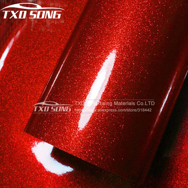 Premium High glossy Red Diamond pearl glitter wrapping vinyl film