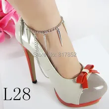 Стиль L28 женская маленькая цепочка с заклепками серебряные ювелирные изделия, цепи для лодыжки 2 цвета