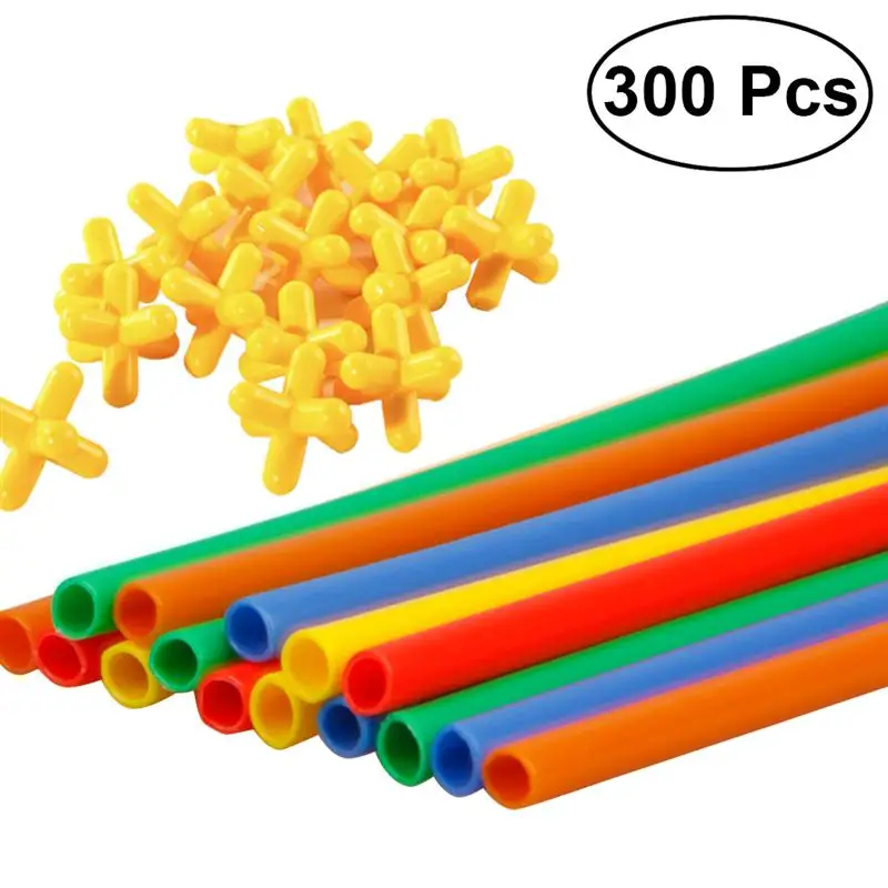 

300PCS Straw Building Blocks Children Constructor Interlocking Enginner Toys Kids Connectors Straws Blocks Set Creative Gift
