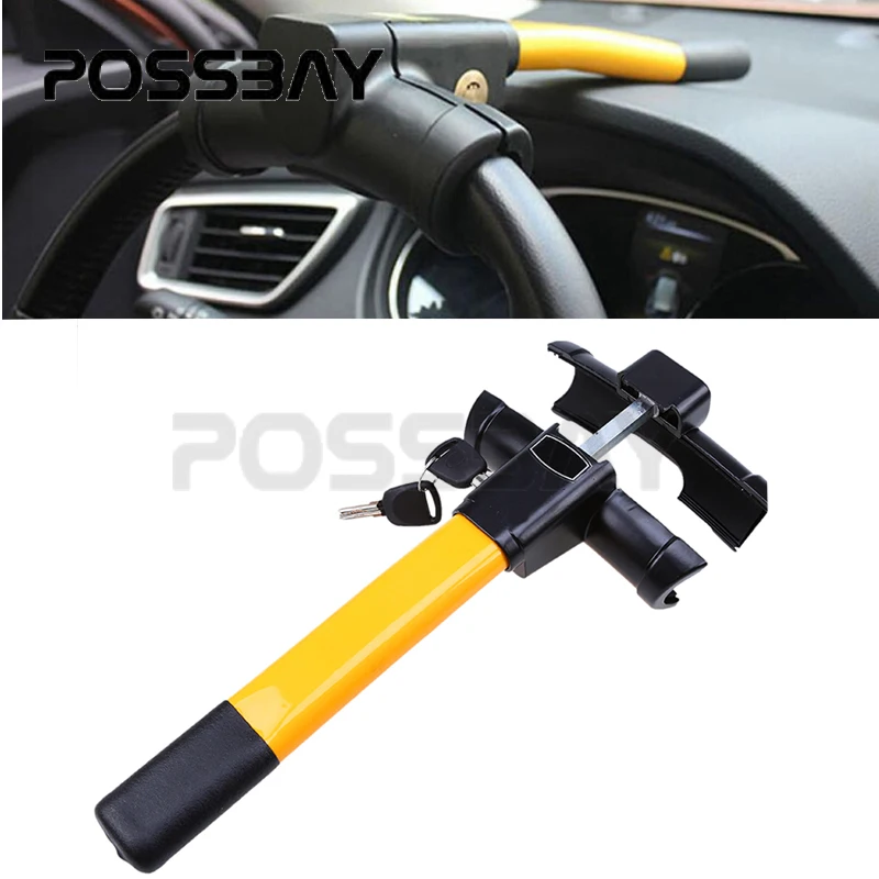 

POSSBAY T Style Black And Yellow Anti-Theft Defense Security Truck Auto Car Steering Wheel Lock With Keys Safety Accessories