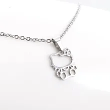 1 pz moda nuova collana in acciaio inossidabile, carino scava fuori gattino gatti ciondolo bambini ragazze girocolli dichiarazione collana regalo fortunato