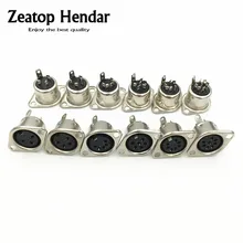 10 pçs metal 3 4 5 6 7 8 pinos din fêmea soquete embutido montagem em painel chassi conector ferro de solda