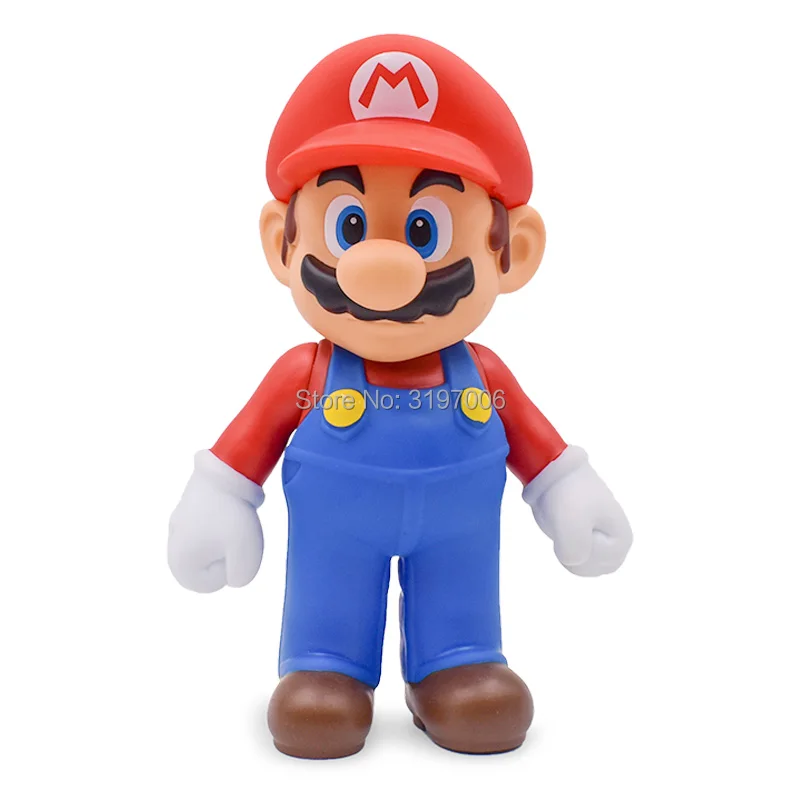 23CM 7Style Super Mario Bros Figure Yoshi Toad Pink Princess White Hat Mario Luigi Model Collection Action Figure Toy