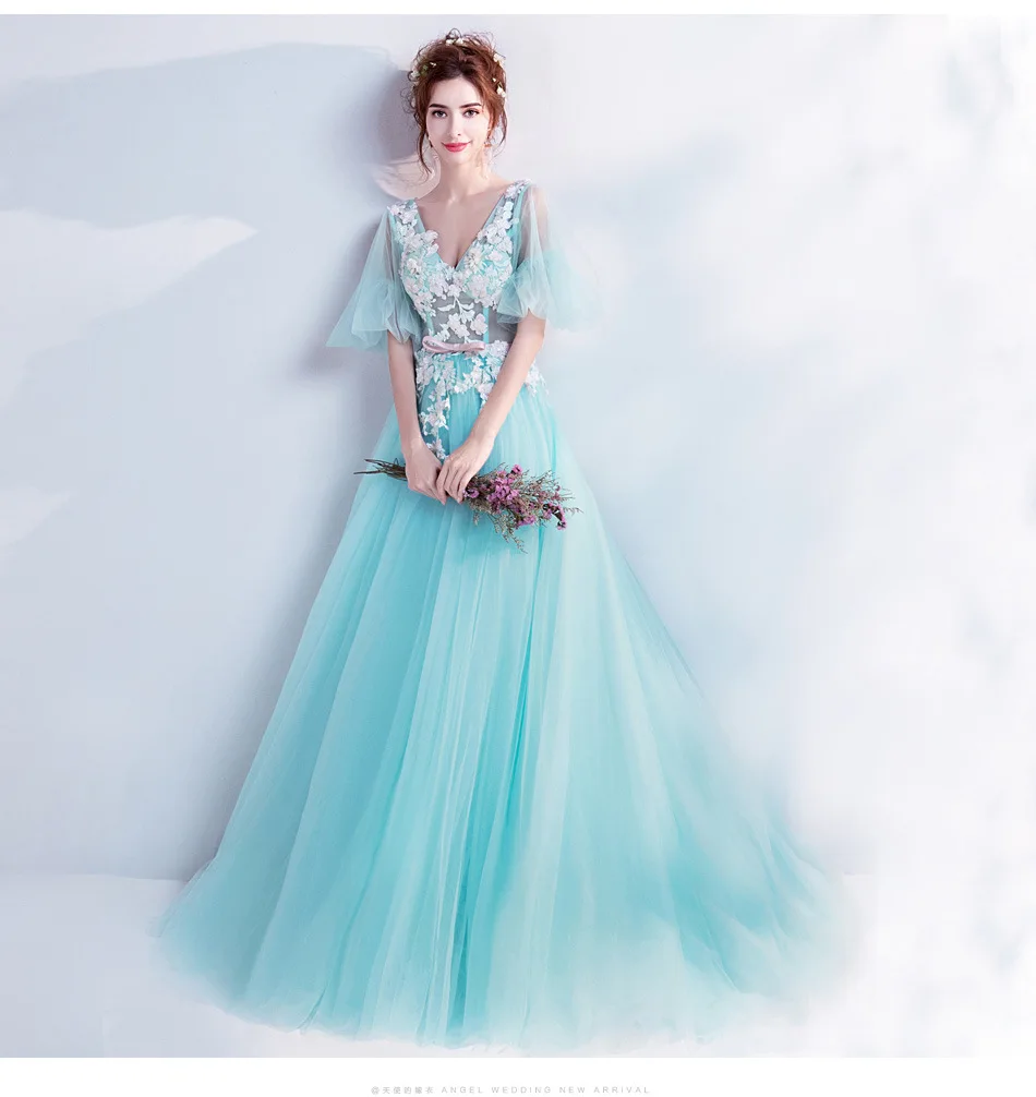 

Kseniya Queen Half Organza With Embroidery V-neck Lace Up Princess Style Wedding Dress