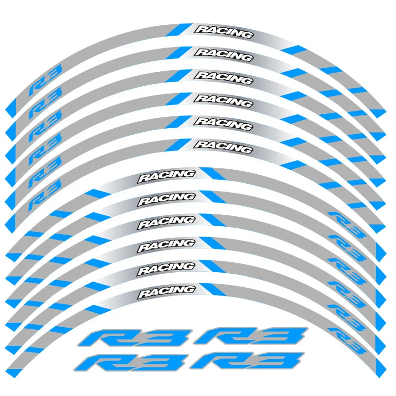 Новинка, высокое качество, 12 шт., подходят для мотоцикла, колеса, стикер, полоса, светоотражающий обод для Yamaha YZF R3 - Цвет: 4