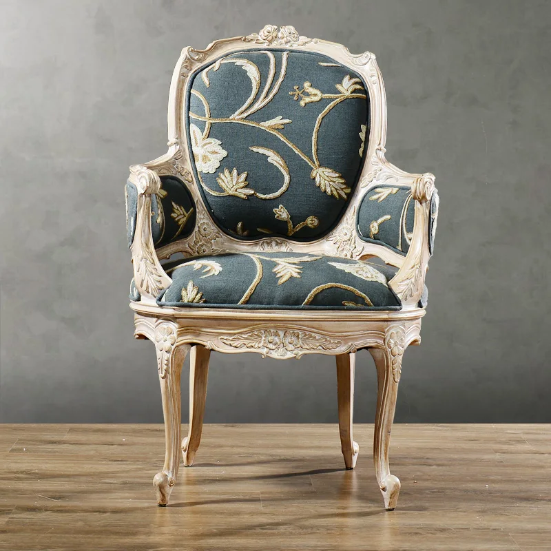 Francés europeo neoclásico importaciones de blanco muebles de haya importado azul gris tejido jacquard sillón silla.jpg Muebles haya y blanco