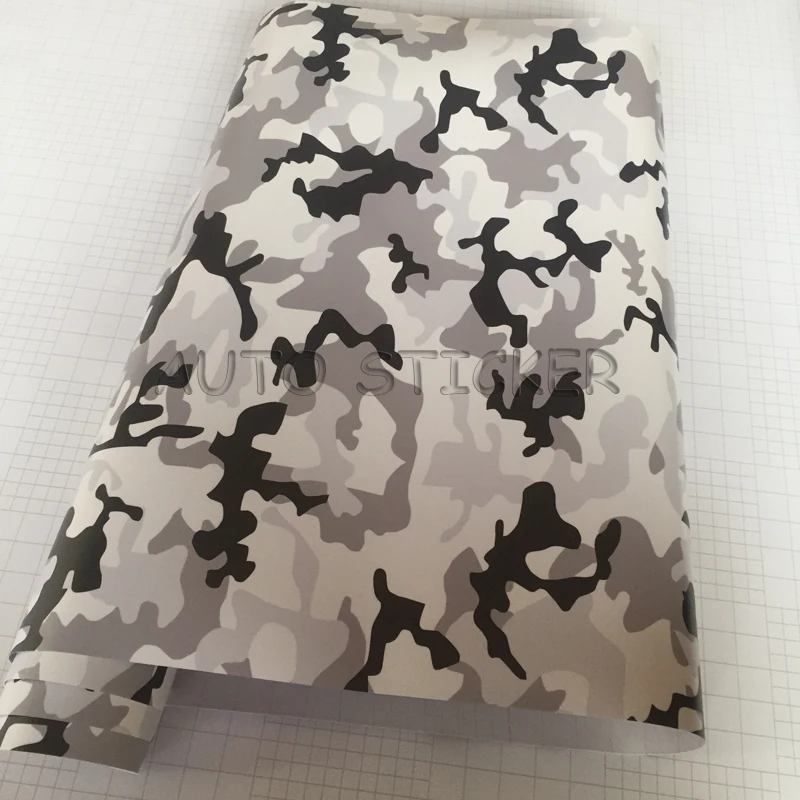 Adhesive Black gray white Snow Camo Vinyl 4