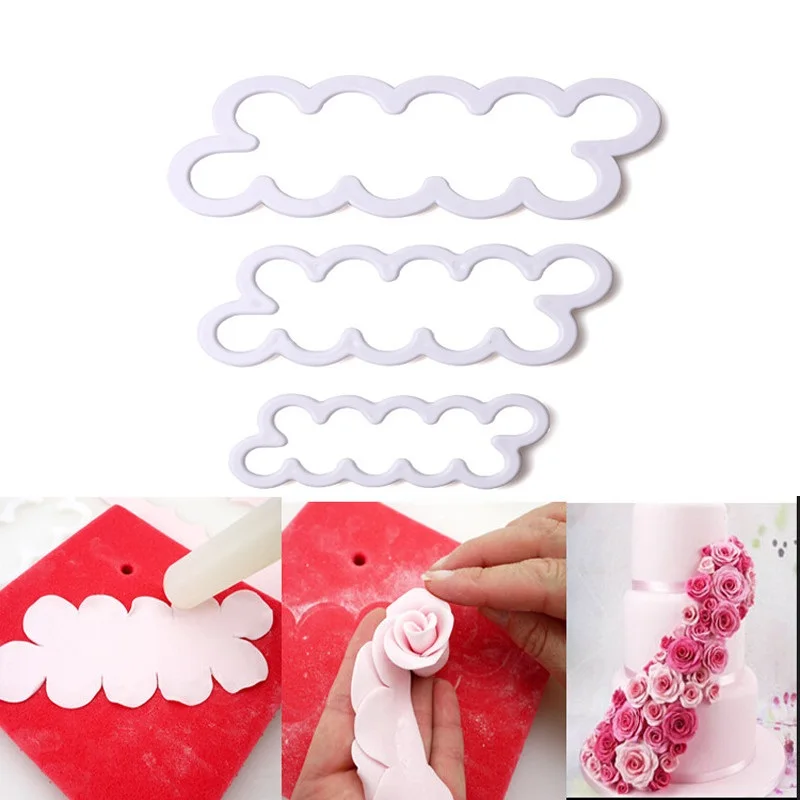 

3pcs/set Cake Gumpaste Sugarcraft Easiest Rose Ever Cutter Cookie Cutter Fondant Decorating Sugarcraft Rose Flower Mold F0104