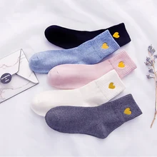 1Pair Hot Sale Cotton Red Heart College Style Fashion Casual Comfortable Female Socks Clothing Accessories