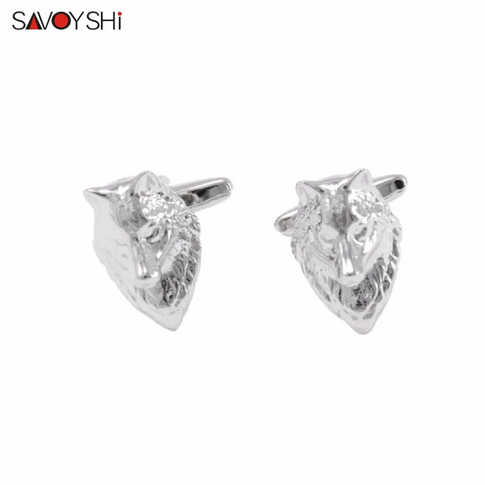 

SAVOYSHI Wolf Head Cufflinks for Mens Shirt Cuff nails High Quality Novelty Silver Color Animal Cuff links Fashion Brand Jewelry