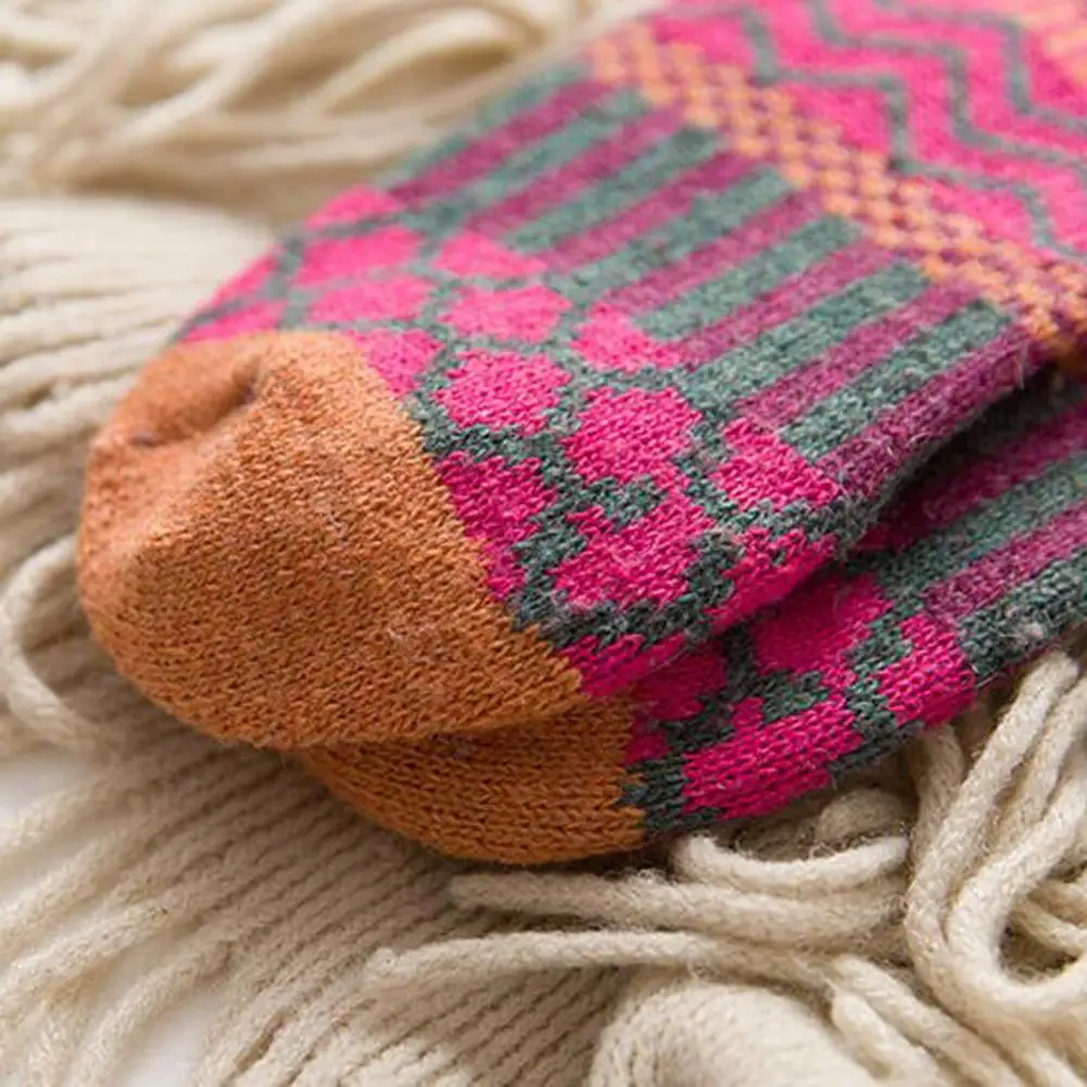 MISSKY 5 пар Женские носки художественный натуральный стиль толстые теплые носки для осень-зима носки подарок