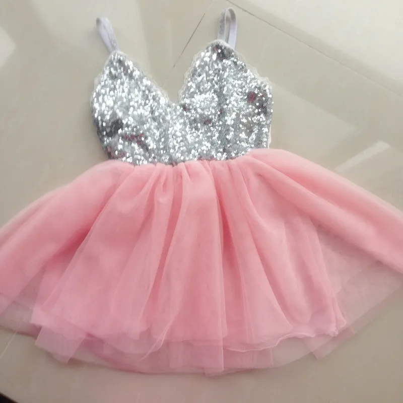 

1pc Luxury Baby Girl Gold Sequined Guaze Dresses Elegant Bling Sleeveless Toddler Tutu Dress Kids Evening Dresses