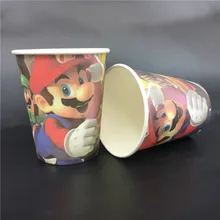 6pcs Super Mario theme paper cup cups tableware for kids birthday Party decoration drinking cups