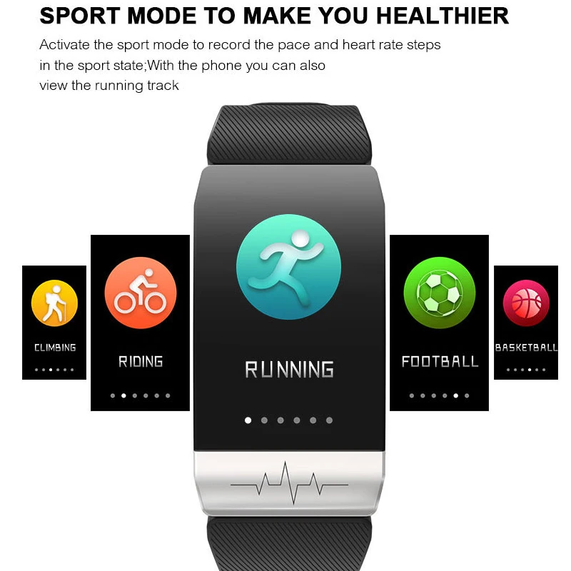 

Ravi Q1S Smartwatch ECG+PPG Heart Rate Monitor Sports Fitness Tracker Bluetooth Smart Wristband Watch for Xiaomi Huawei Honor 4