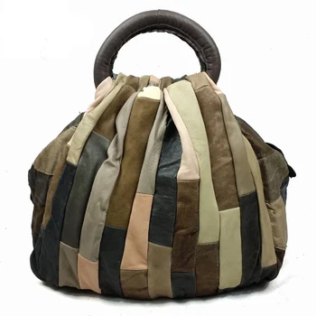 

Women Patwork Cow Leather Handbags Fashion Designer Messenger Totes Bag High Quality Vintage Genuine Leather Shoulder Handbag