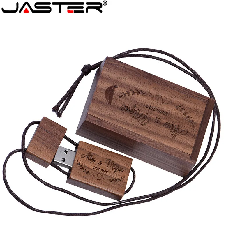 JASTER Nutural деревянный USB флеш-накопитель ремешок деревянная Флешка 8 ГБ 16 ГБ 32 ГБ флеш-накопитель карта памяти U диск логотип клиента