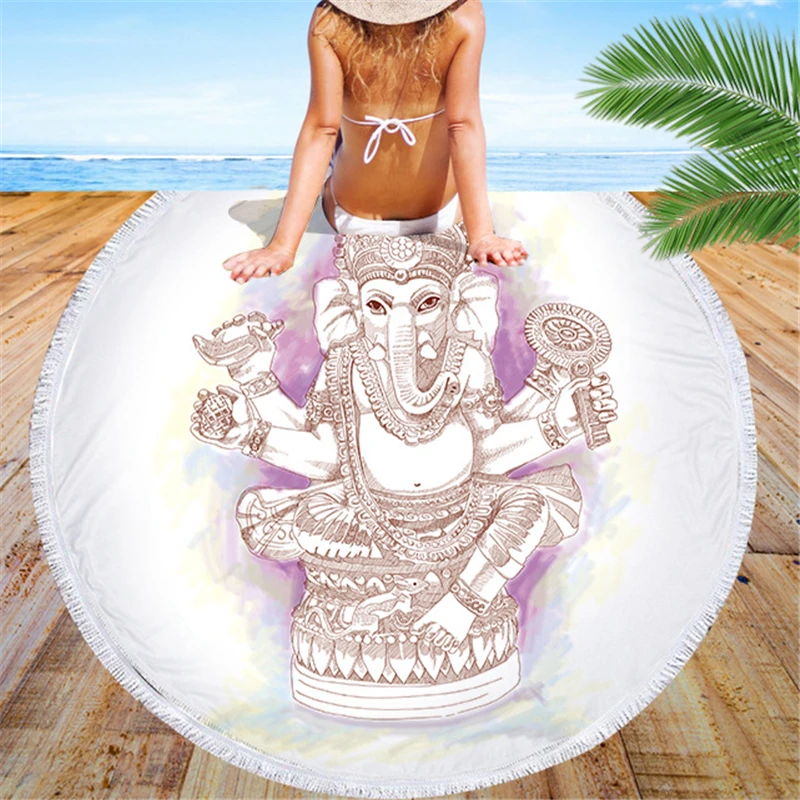 С принтом слона из микрофибры в богемном стиле круглый пляжное Полотенца для взрослых быстросохнущая большие банные Полотенца s