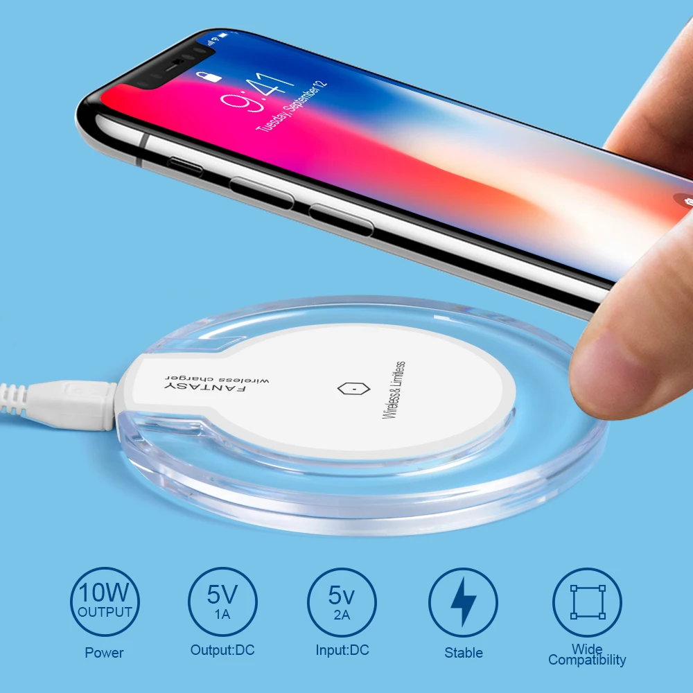 Беспроводное зарядное устройство QI для Samsung Galaxy S9 S8 S7 S6 беспроводное USB iPhone X 8 7 6 6s