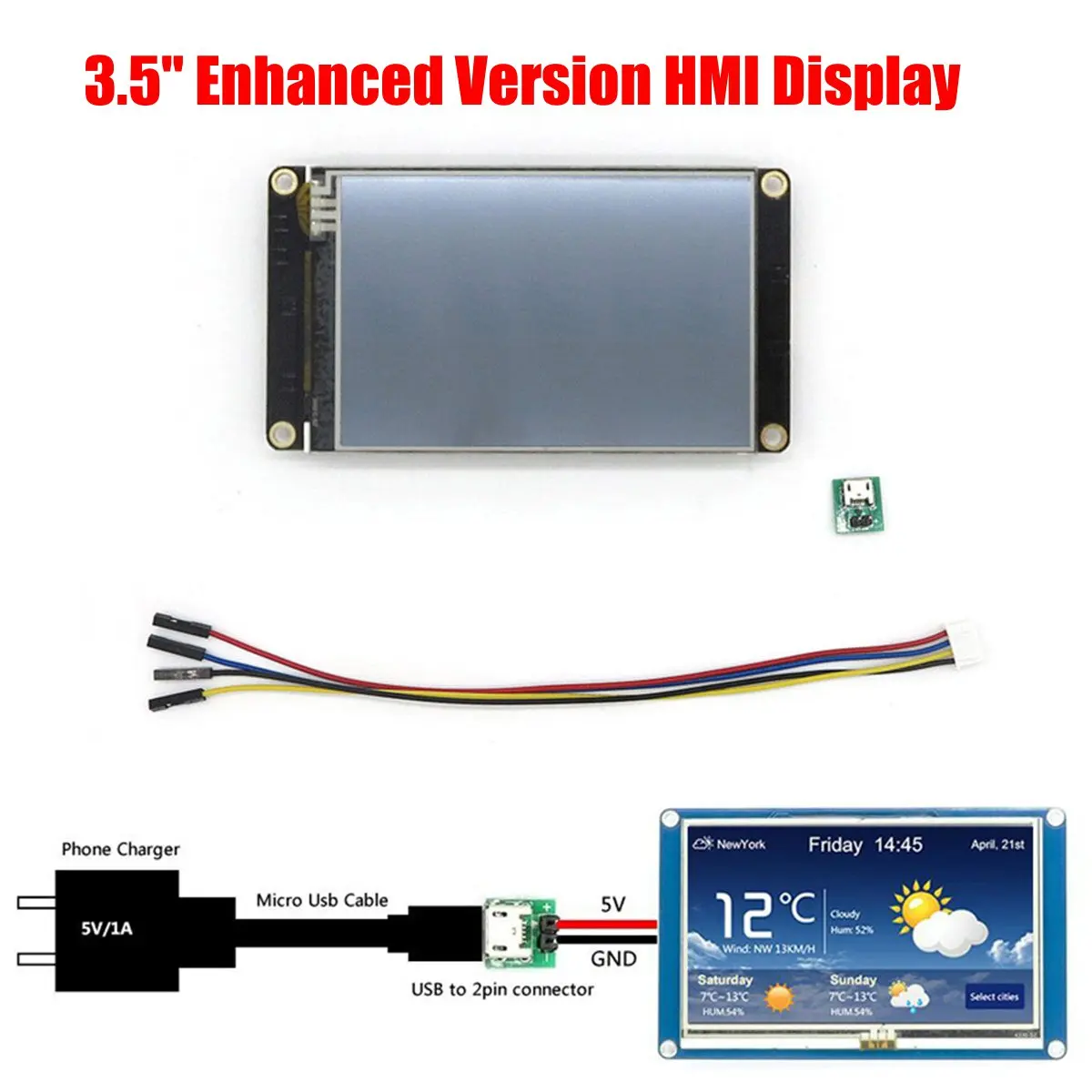 

Nextion Enhanced 3.5 Inch HMI Intelligent Smart USART UART Serial Tou ch TFT LCD NX4832K035 Test Board Display Panel LCD Module