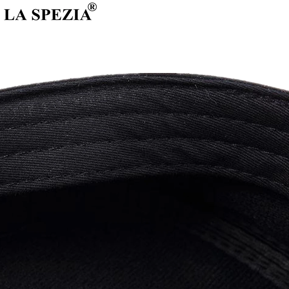 LA SPEZIA Genuine Leather Cap Men Newsboy Military Hats Vintage Women Gatsby Caps Black Classic Flat Hats Luxury Italian Brand
