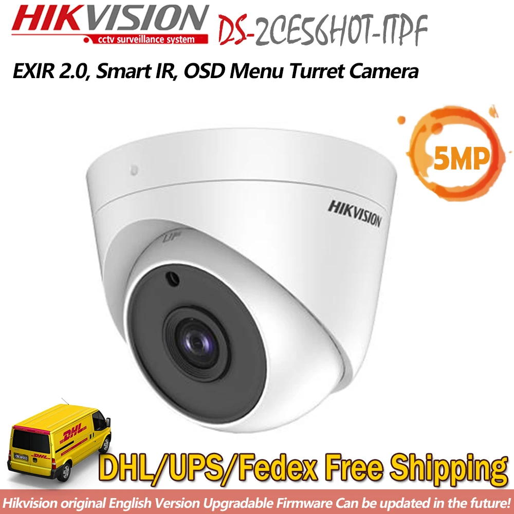 Hikvision DS-2CE56H0T-ITPF HD1080P ИК башни Камера 2 8 мм 3 6 объектив английская версия 20 м