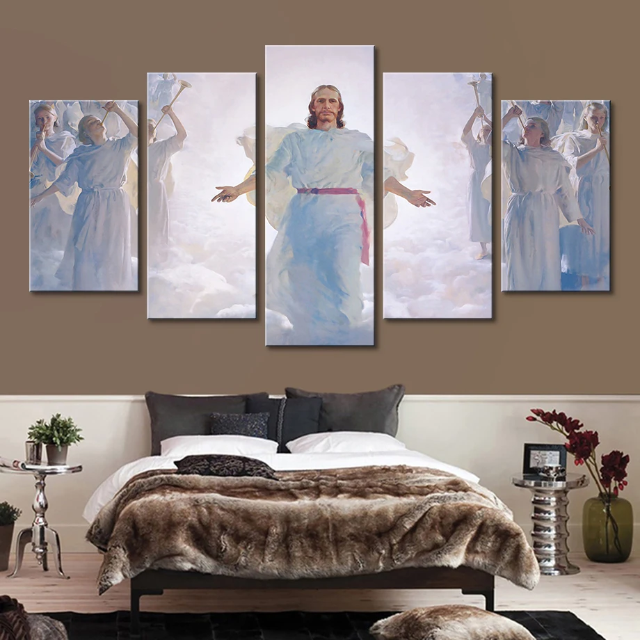 

Canvas Paintings For Living Room Wall Art Framework 5 Pieces Christ Jesus Pictures HD Prints Abstract Wings Posters Home Decor
