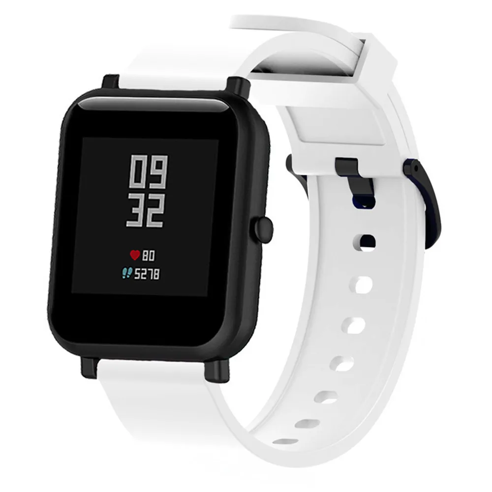 Цветной мягкий силиконовый спортивный ремешок для Xiaomi Huami Amazfit Bip Смарт-часы 20 мм сменный Браслет умный ремешок