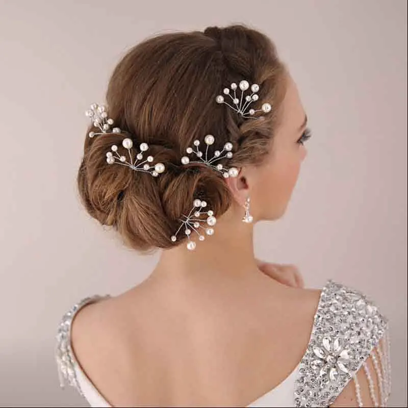 

5 pcs/Set Simulated Pearls Beads Hair Pins Wedding Bridal Pearl Jewelry Hairpins Set Women Hair Sticks Bride Accessories ML146