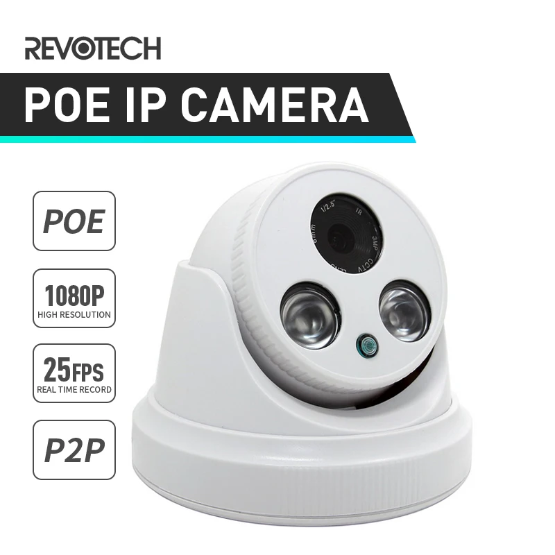 POE HD 1920 x 1080P 2.0MP Indoor IP Camera 2 Array Big LED Dome Security Camera ONVIF Night Vision P2P IP CCTV Cam with IR-Cut