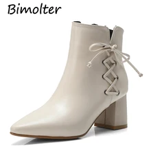 Bimolter 2019Women Ankle Chelsea Boots Fashion Brand High Heels Martin Shoes Woman Party Pumps Basic Genuine Leather Boots NC025 fedonas new women basic ankle boots autumn winter high heels martin shoes woman brand elegant genuine leather office pumps