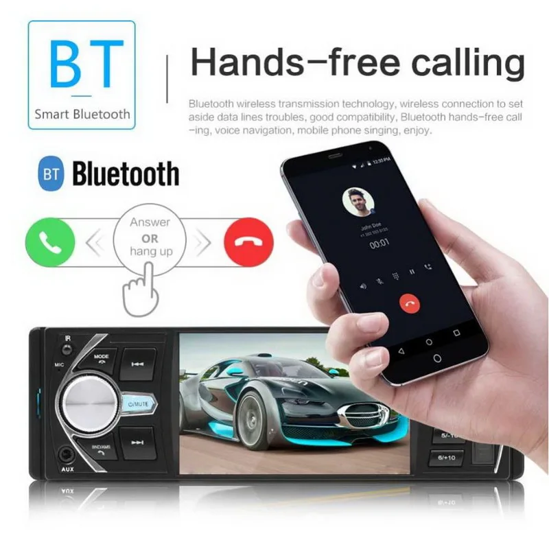 Автоаудио Зеркало Ссылка 4,1 "Bluetooth 12 в автомобильный Радио TF/USB/AUX FM стерео MP4 телефон ссылка Авторадио Авто ленты DVR/AUX вход