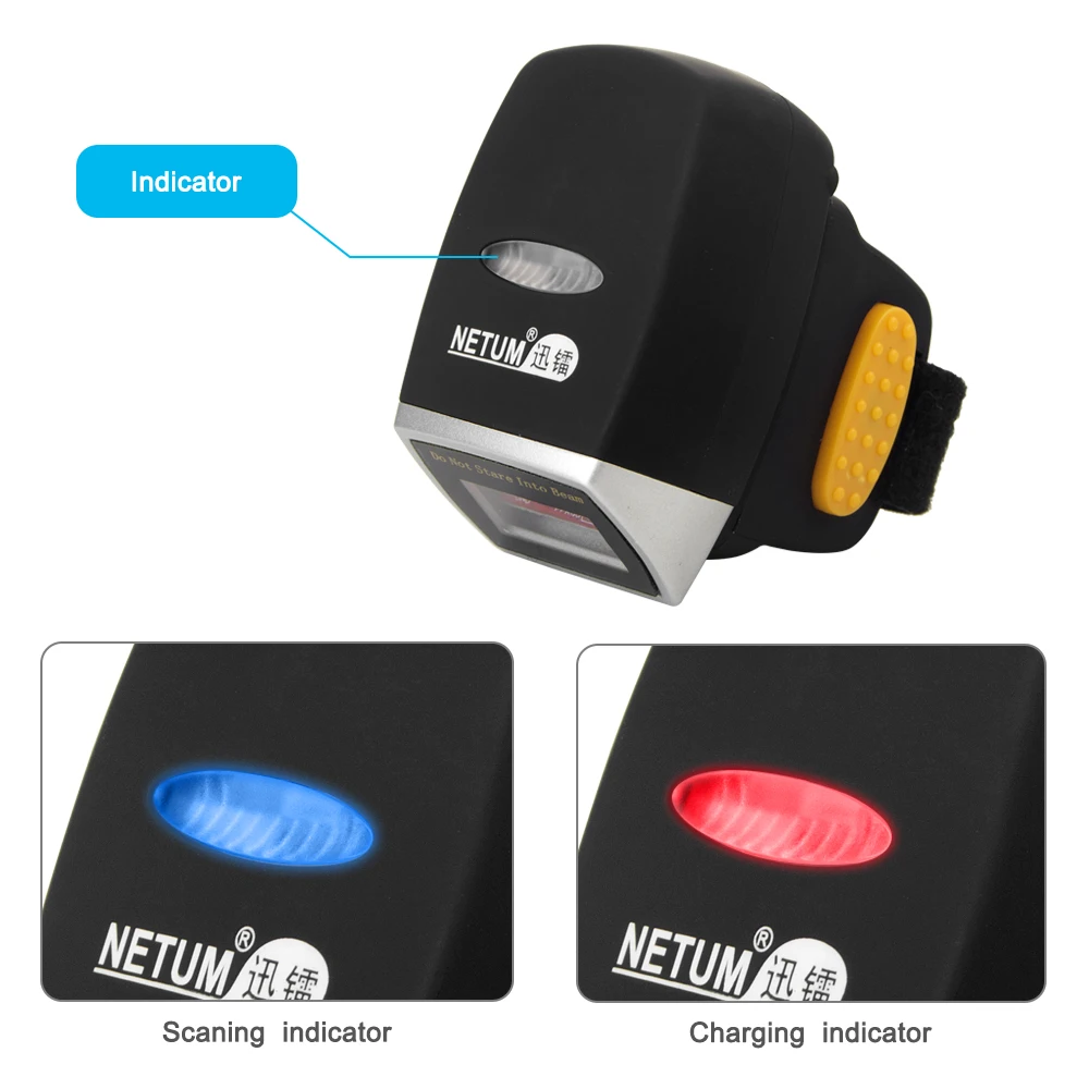 NT-R3 Wearable 1D Bluetooth Barcode Scanner AND NT-R2 Ring Bluetooth 2D QR Barcode Reader AND NT-R3 CCD Scanner NETUM
