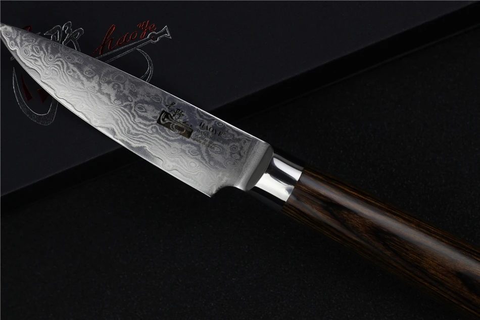 HAOYE 3," дамасский нож для очистки овощей фруктовый пилинг резьба качественный маленький кухонный нож подарок роскошный с искусством Статуэтка рыбы высококачественный