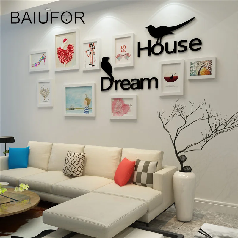 

BAIUFOR Dream House Picture DIY Photo Frame Set, Wall Mural Wedding Photos cadre Frame Sticker Decal for Living Room Home Decor