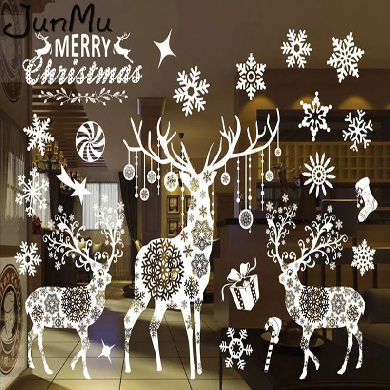 

New Merry Christmas Day Wall Decoration Wall Stickers Display Window Stickers Christmas Deer Stikcers