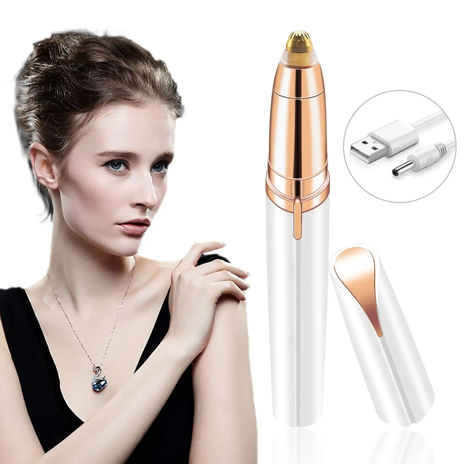 

5 Colors USB Electric Eyebrow Trimmer Makeup Mini Eye Brow Shaver Razor Portable Epilator Facial Hair Remover for Women