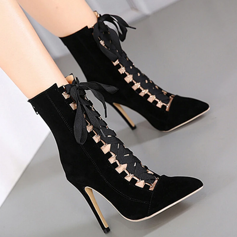 

2018 New Sexy Women Pumps Female Fashion Ladies Shoes Spring/Autumn High Heel Shoes For Women cross-tied Party Footwear BT742