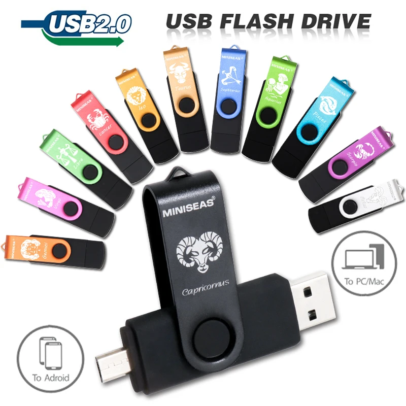 USB флеш-накопитель Miniseas 12 созвездий OTG 128gb 64gb cle usb флеш-накопитель 32gb Pendrive 16gb 8gb 4 gb USB 2,0 memory stick