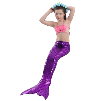 

Girl Role-Playing Costume Disney Animated Mermaid Purple Fishtail Skirt Pink Shell Swimsuit Girls Three Sets Of Swimsuits