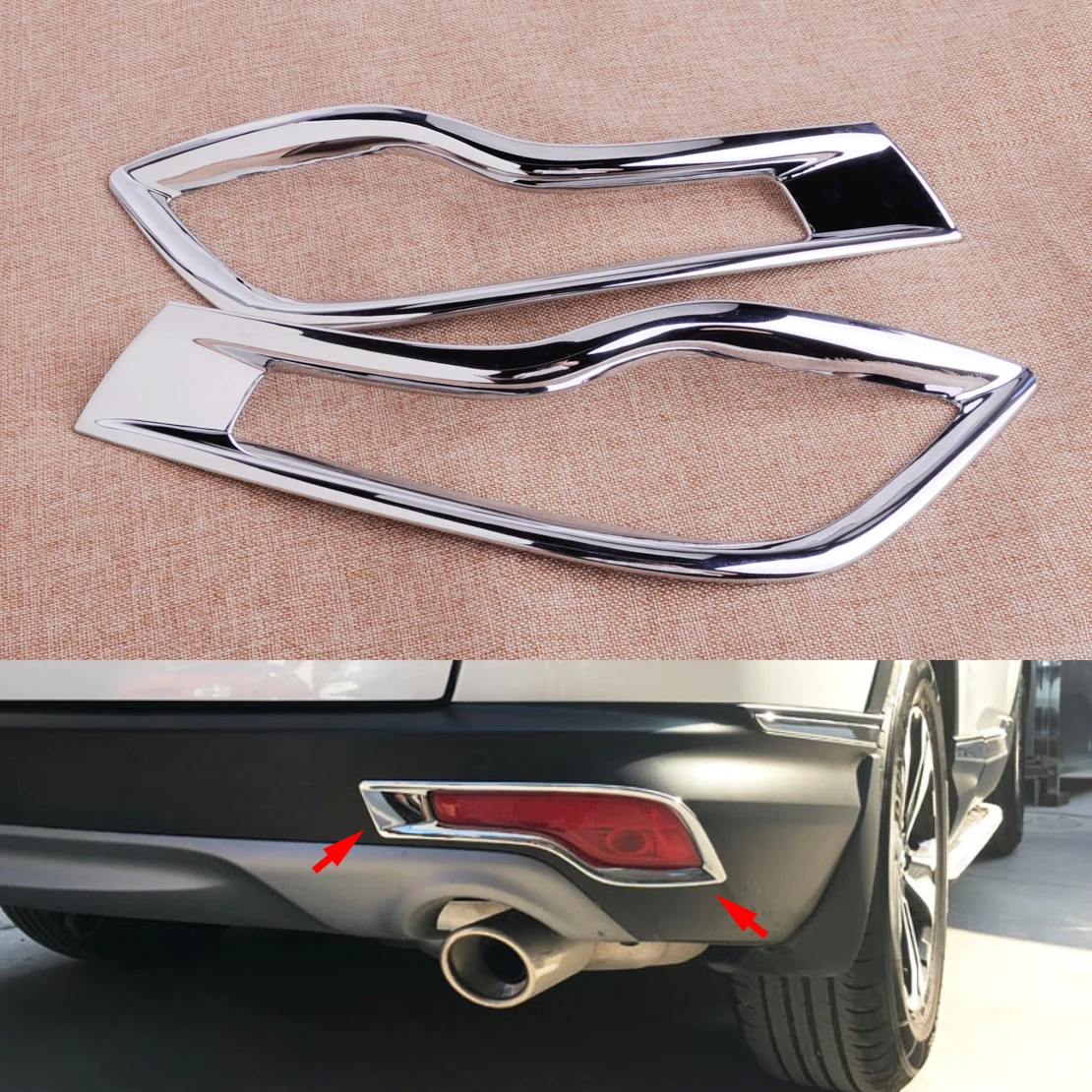 

CITALL Car-styling 2pcs ABS Chrome Plated Rear Bumper Fog Cover Molding Trim Fit for Honda CRV 2017