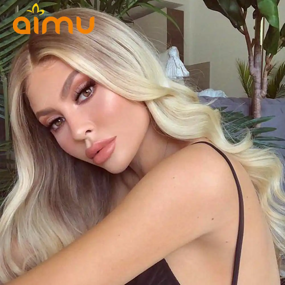 T4 613 Lace Front Wig Blonde Human Hair Wig Wavy Virgin Lace Wigs